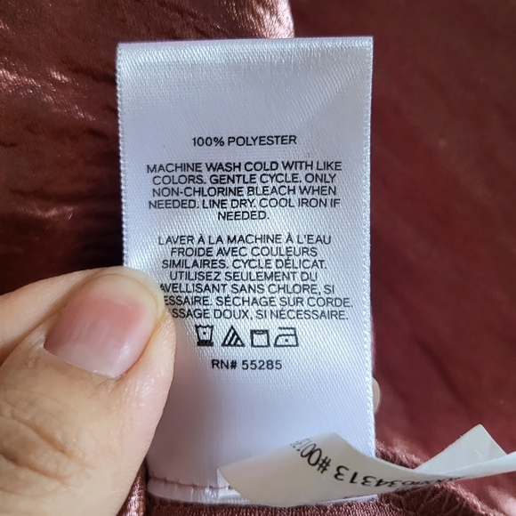 Express Rose Gold Shiny Cowl Neck Top - Picture 12 of 12